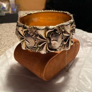 Vintage Whiting and Davis Thistle Clamper Bracelet